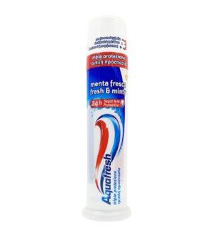 خمیر دندان سه کاره پمپی آکوا فرش مدل Aquafresh Fresh Minty