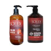 پکیج اقتصادی شامپو و نرم کننده فری سولفات سولکس مخصوص موهای رنگ شده solex