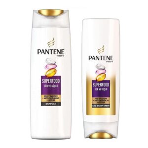 پکیج اقتصادی شامپو و نرم کننده سر محافظت کننده مو مدل Super Food پنتن Pantene